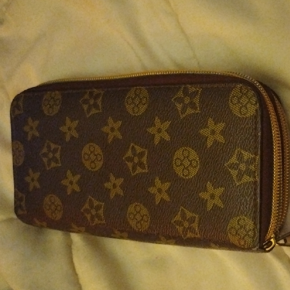 Brown and Gold Luxury Wallet with Iconic Pattern